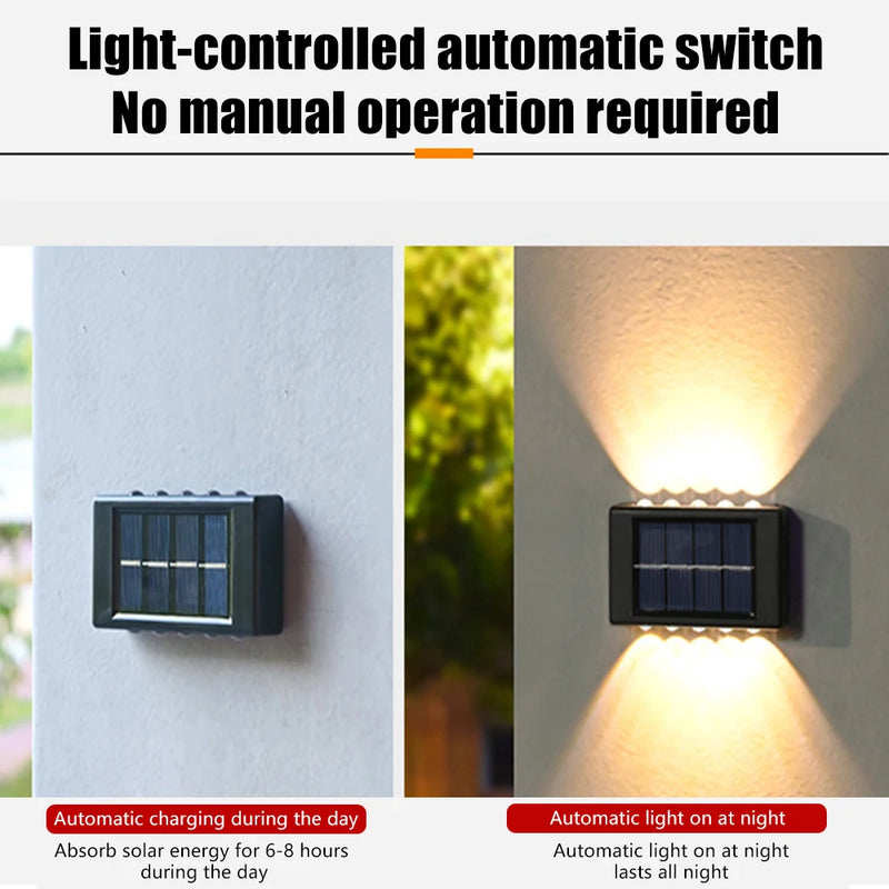 Waterproof 10-LED exterior wall light designed for porch, garden, yard and facade accent lighting