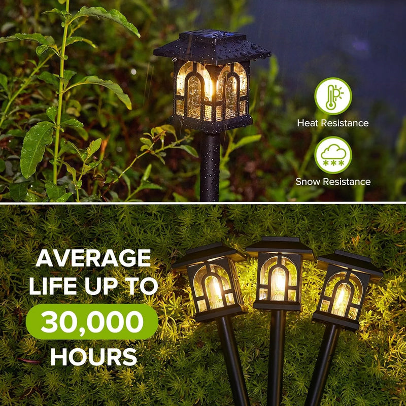 Weather-resistant mini house solar garden light shown for outdoor placement in rain, lawns and landscaped areas
