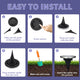 Six-step installation guide for assembling and placing the solar disk light stake in loosened soil