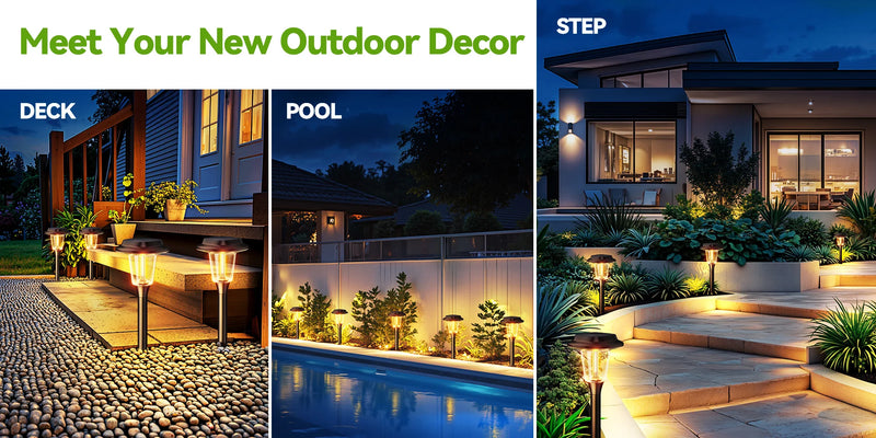 Weather-resistant solar garden pathway light designed for outdoor use around patios, lawns, yards and walkways