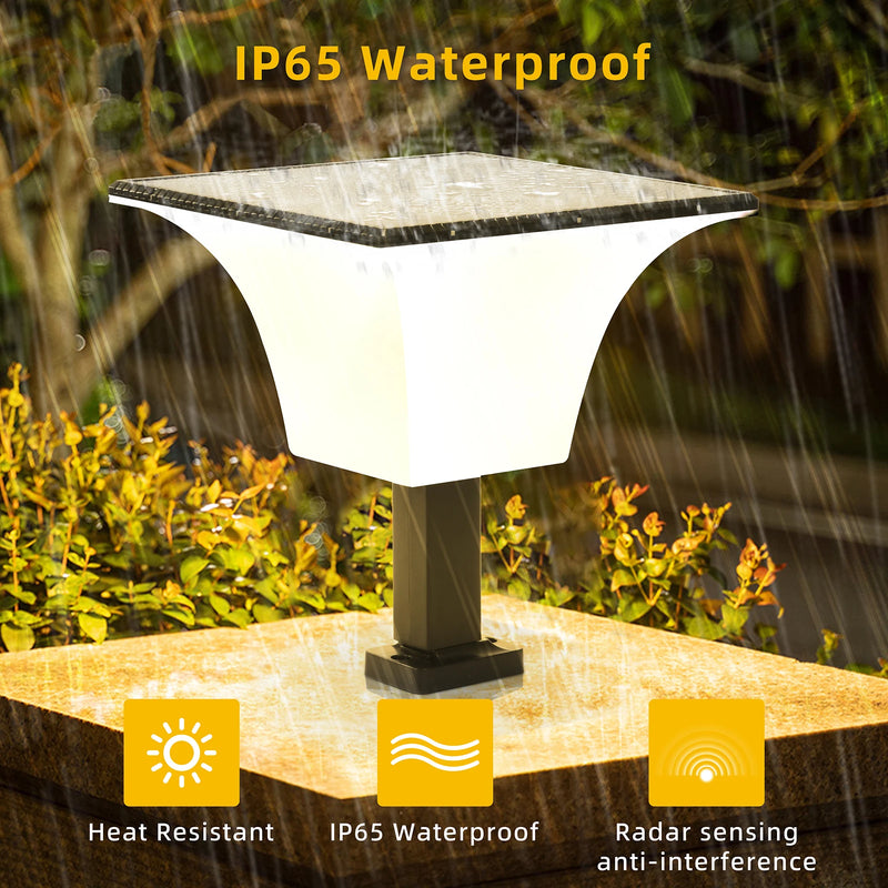 Weather-resistant solar wall sconce designed for permanent outdoor mounting on garages, porches, patios and entry walls